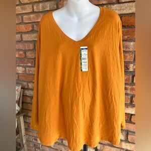 Terra & Sky Women's Long Sleeve Top size 5x ,soft tencel material copper Mustard